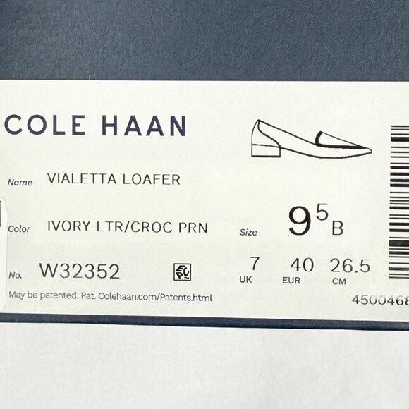 NWB Cole Haan Women's Vialetta Croc Pattern Ivory Leather Loafer Shoes Size 9.5B - Picture 12 of 12